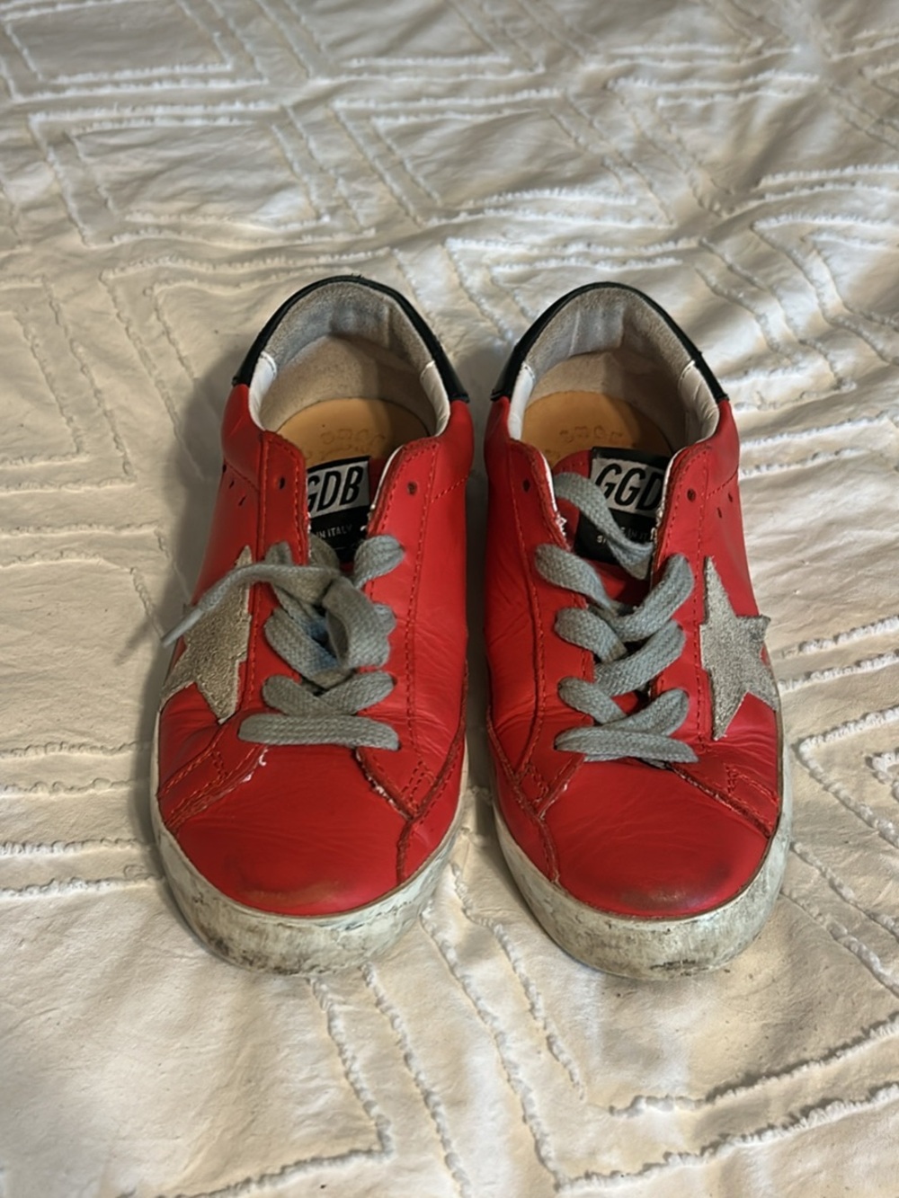 Golden Goose Red Kids Leather Sneakers with Star Detail Size 30